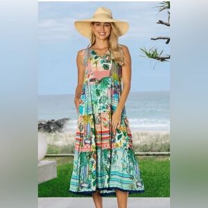 Lula Life Santos Tiered Midi Dress. Size S